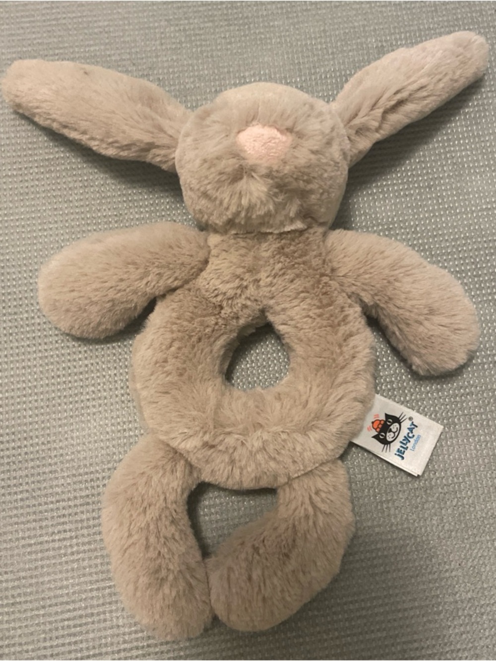 Jellycat Bashful Beige Bunny Rabbit Rattle Ring Baby Soft Toy 7"